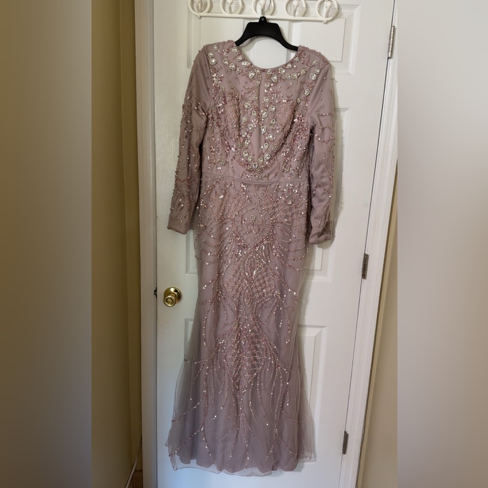 Elegant Beaded Gown in Light Pink